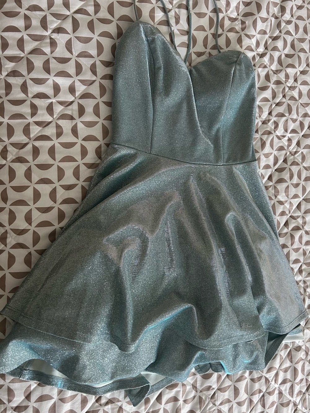 City Studio Teal Glitter Fit-and-Flare Midi Dress